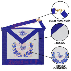 Masonic Regalia Blue Lodge Jr. Steward Apron & Chain Collar with Jewel Masonic Hub