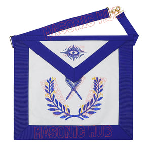 Masonic Regalia Blue Lodge Secretary Apron & Chain Collar with Jewel Masonic Hub