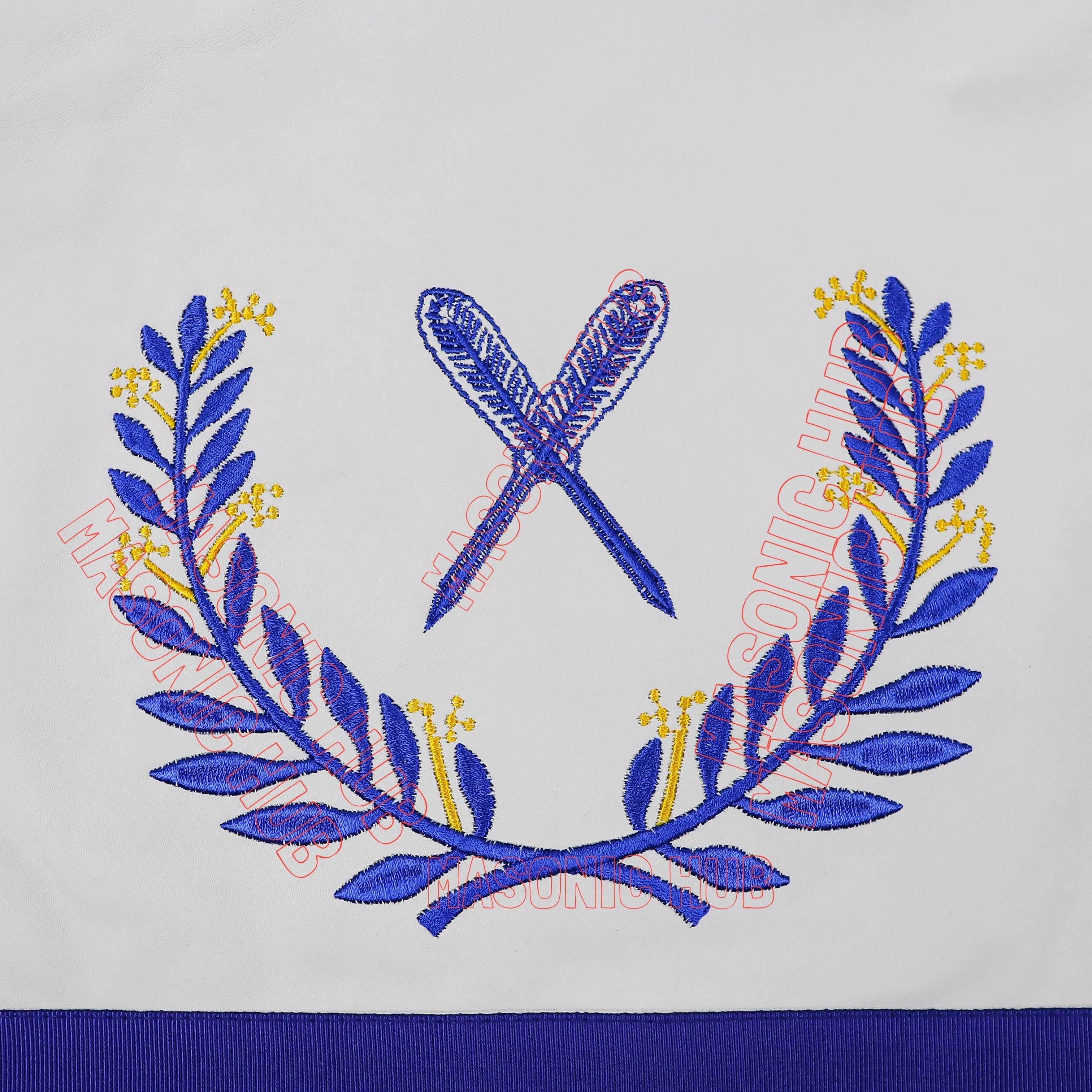 Masonic Regalia Blue Lodge Secretary Apron & Chain Collar with Jewel Masonic Hub