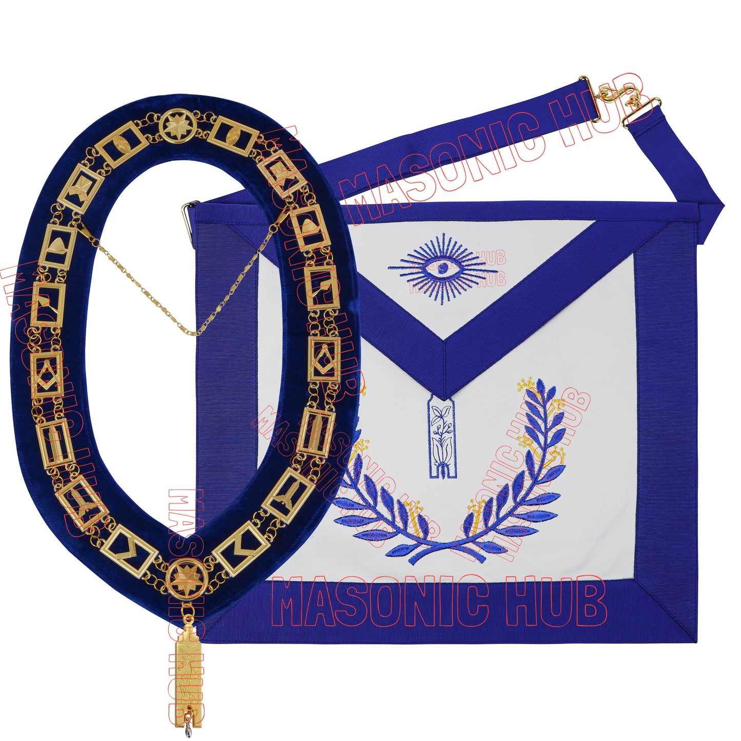 Masonic Regalia Blue Lodge Junior Warden Apron & Chain Collar with Jewel
