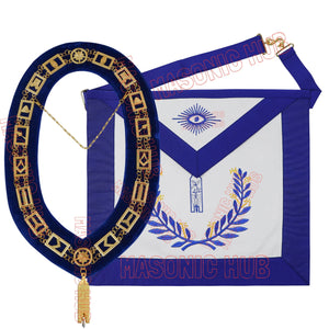 Masonic Regalia Blue Lodge Junior Warden Apron & Chain Collar with Jewel Masonic Hub