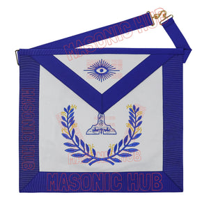 Masonic Regalia Blue Lodge Senior Warden Apron & Chain Collar with Jewel Masonic Hub