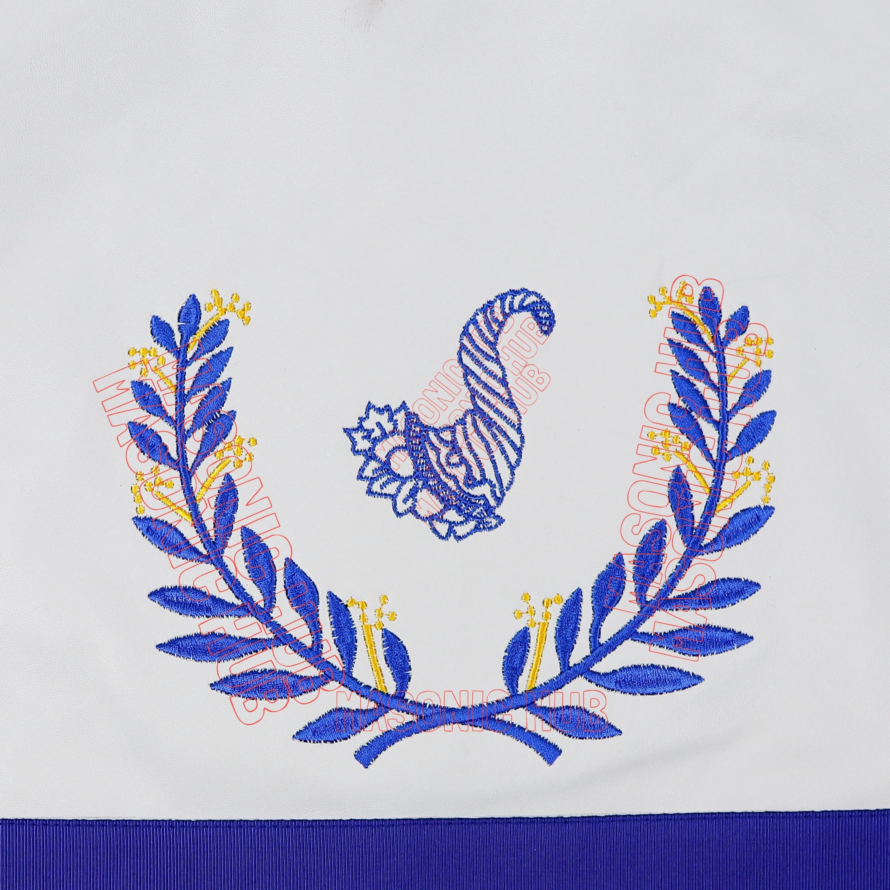 Masonic Regalia Blue Lodge Senior Steward Apron & Chain Collar with Jewel Masonic Hub