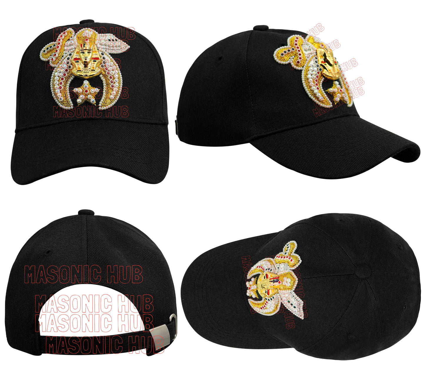 Masonic Shriner Black Cap – Handcrafted with Camel & Star Emblem