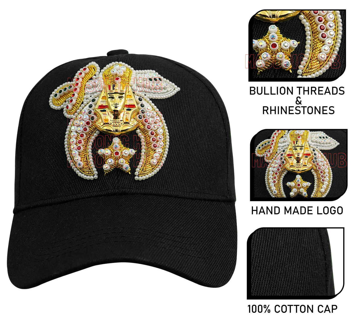 Masonic Shriner Black Cap – Handcrafted with Camel & Star Emblem