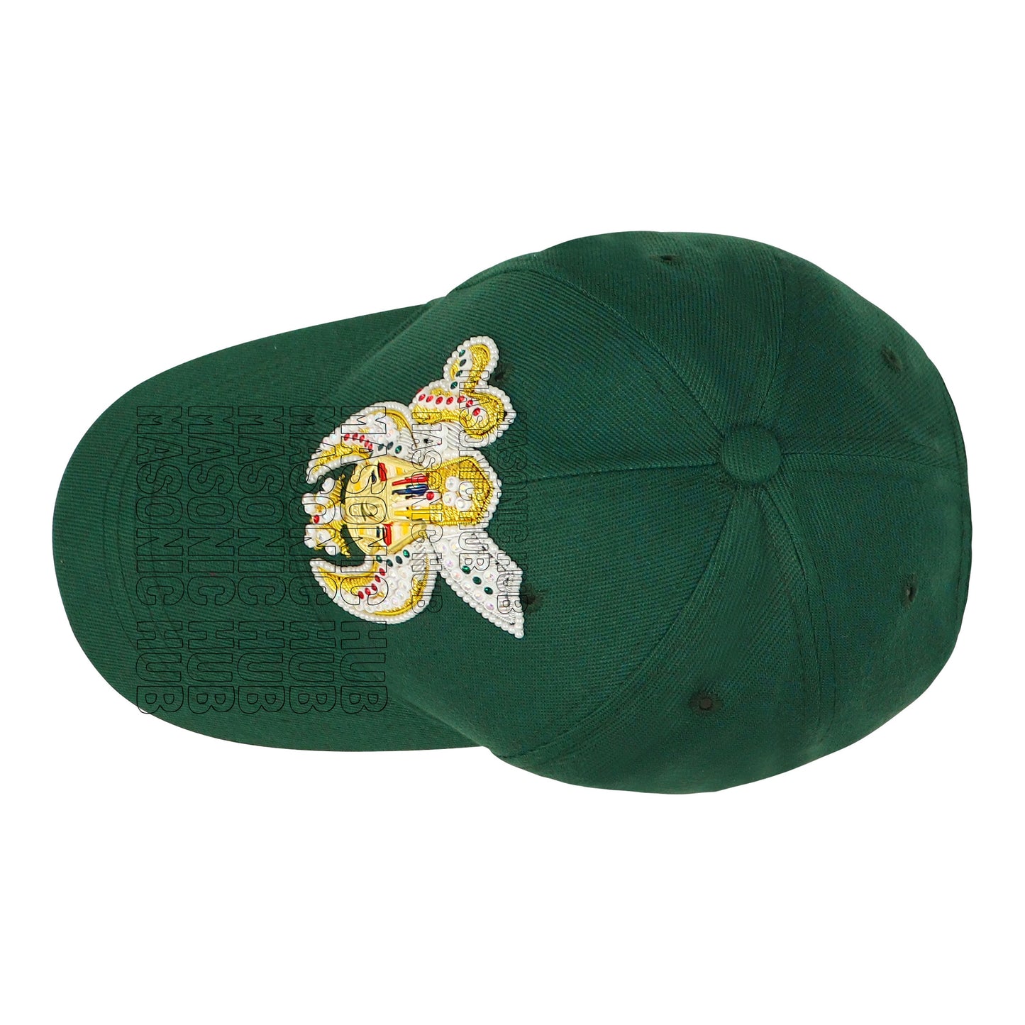 Masonic Gold Tassel Shriner Jewel Embroidered Green Baseball Cap - Handcrafted