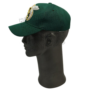 Masonic Gold Tassel Shriner Jewel Embroidered Green Baseball Cap - Handcrafted Masonic Hub