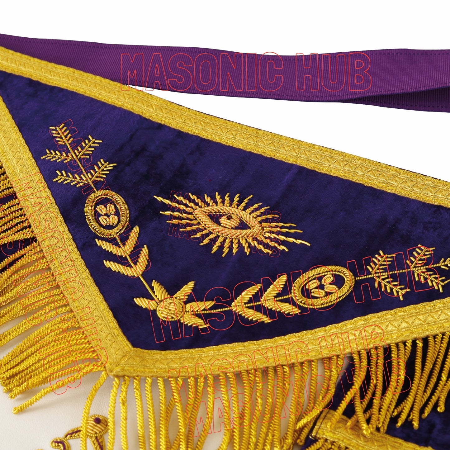 Masterfully Embroidered Masonic Grand Lodge Past Master Lambskin Apron