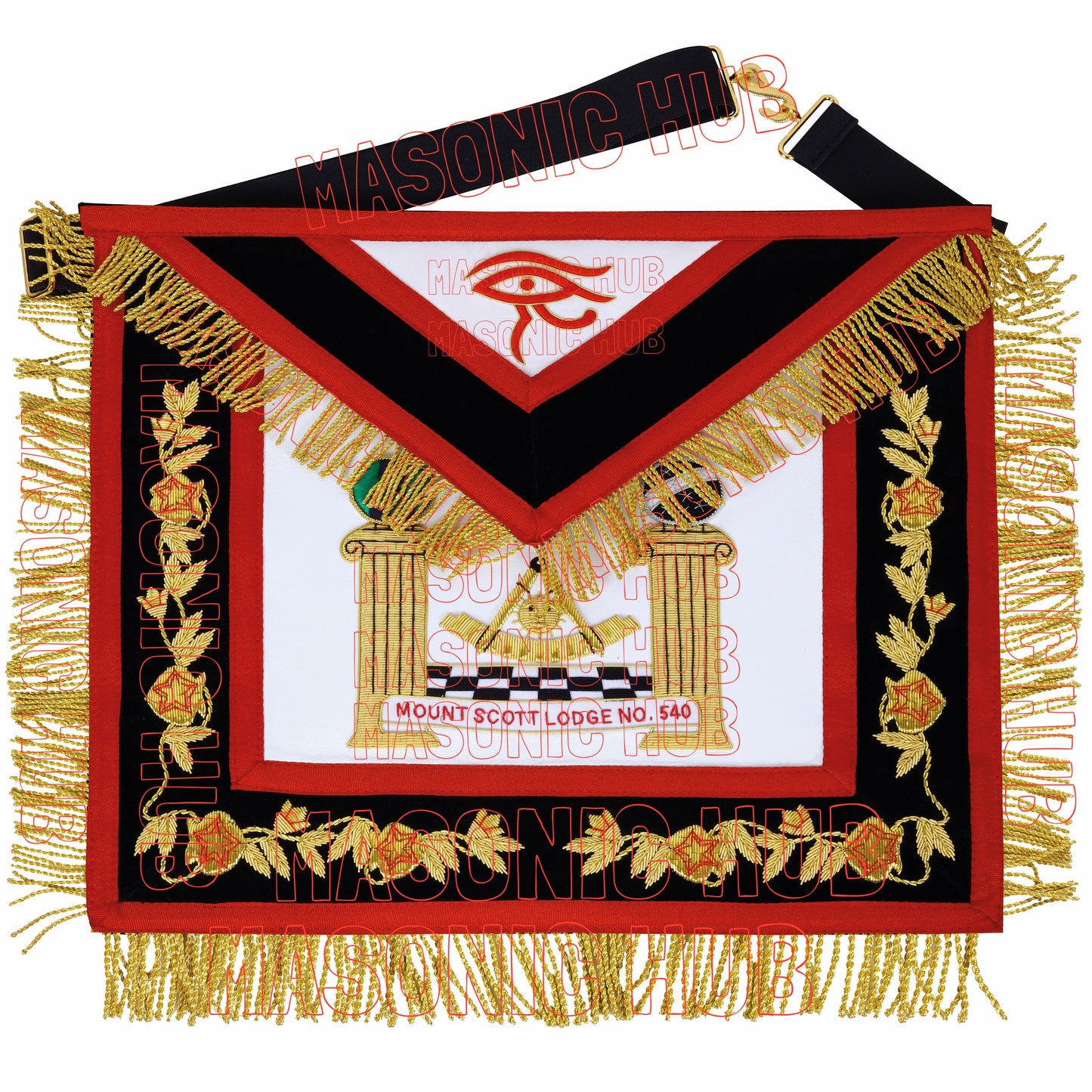 MASONIC REGALIA – EXQUISITE CUSTOM PAST MASTER 100% LAMBSKIN APRON