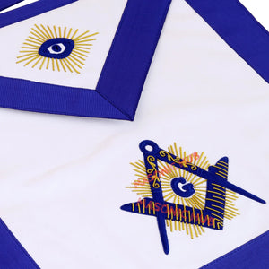 Handcrafted 100% Lambskin Master Mason Blue Lodge Apron with Radiant G Symbol Masonic Hub