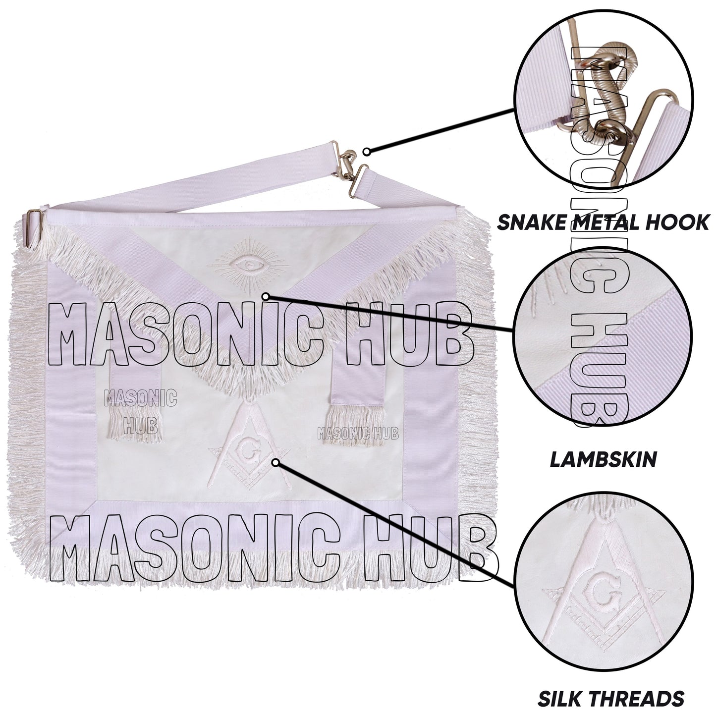 Masonic Master Mason Apron – 100% Lambskin with Hand Embroidery & Fringe