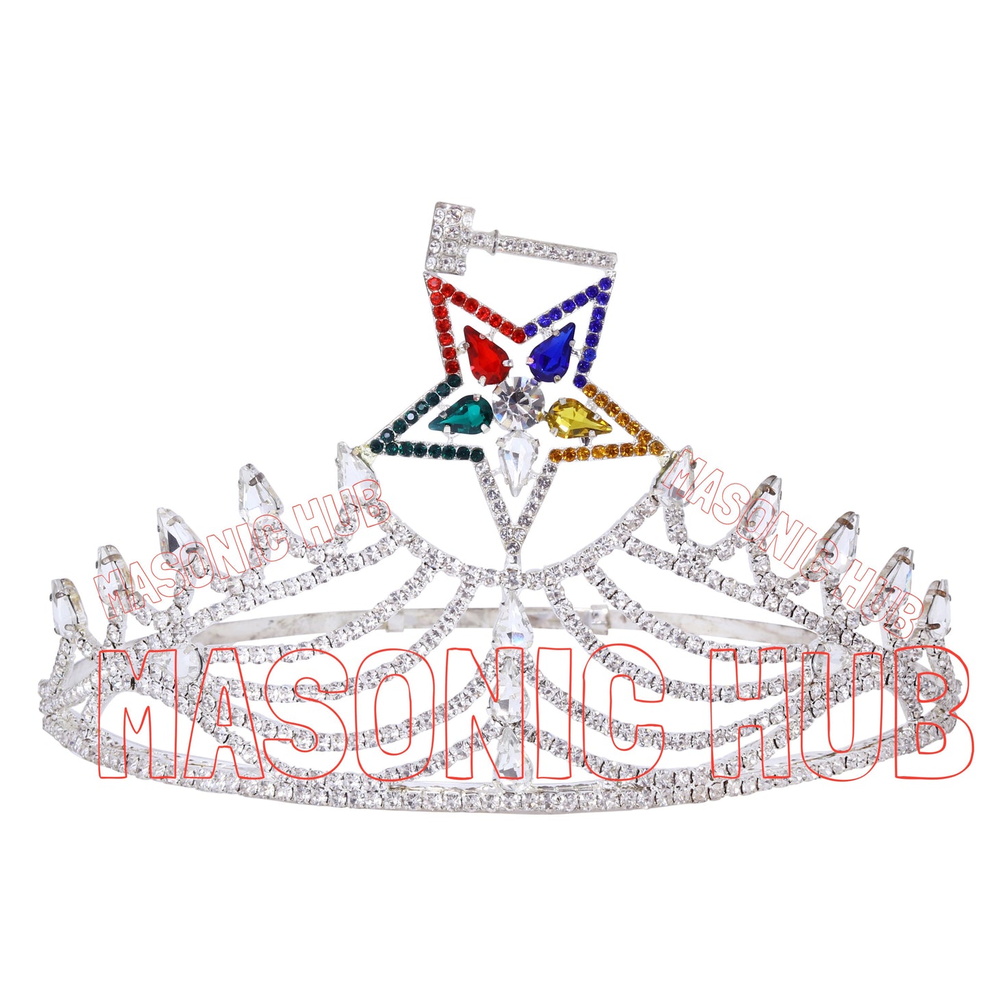 Masonic O.E.S Grand Matron Silver Tone Rhinestone Adjustable Crown