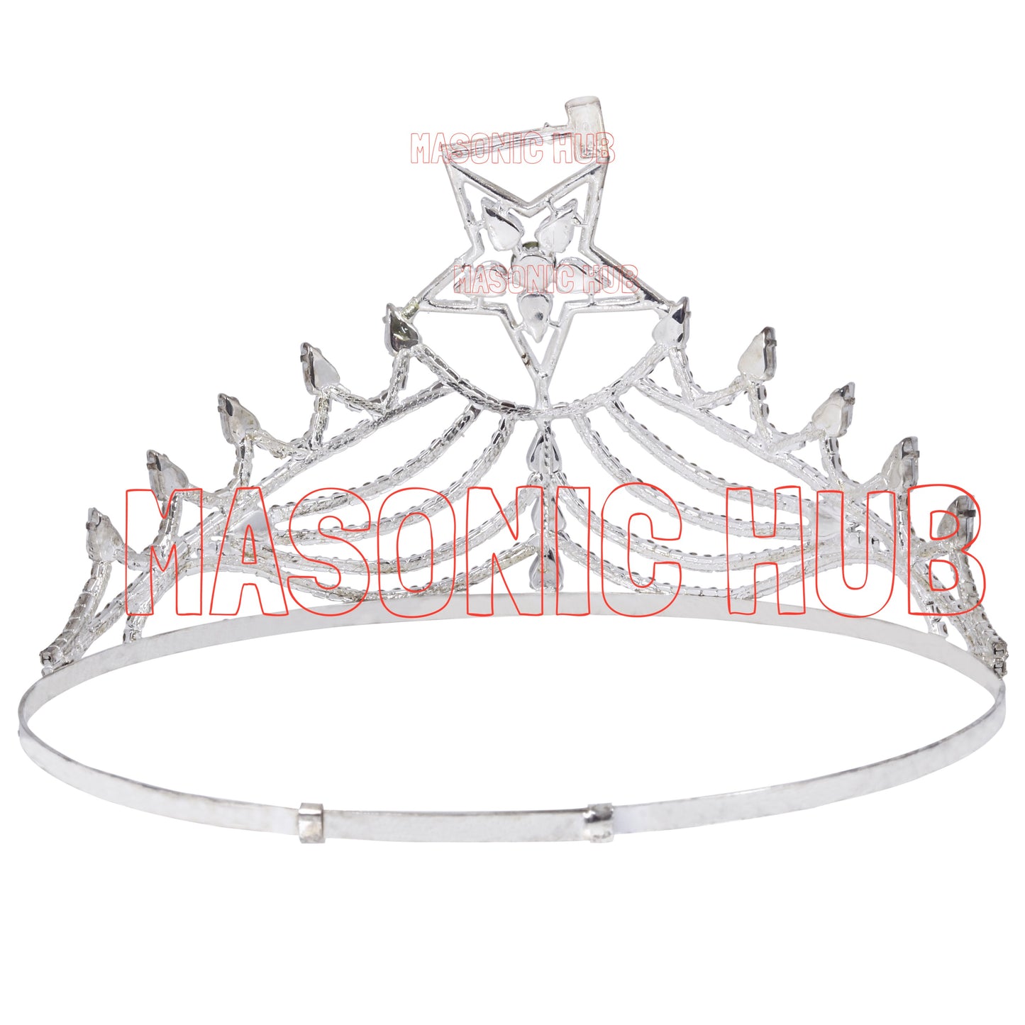 Masonic O.E.S Grand Matron Silver Tone Rhinestone Adjustable Crown