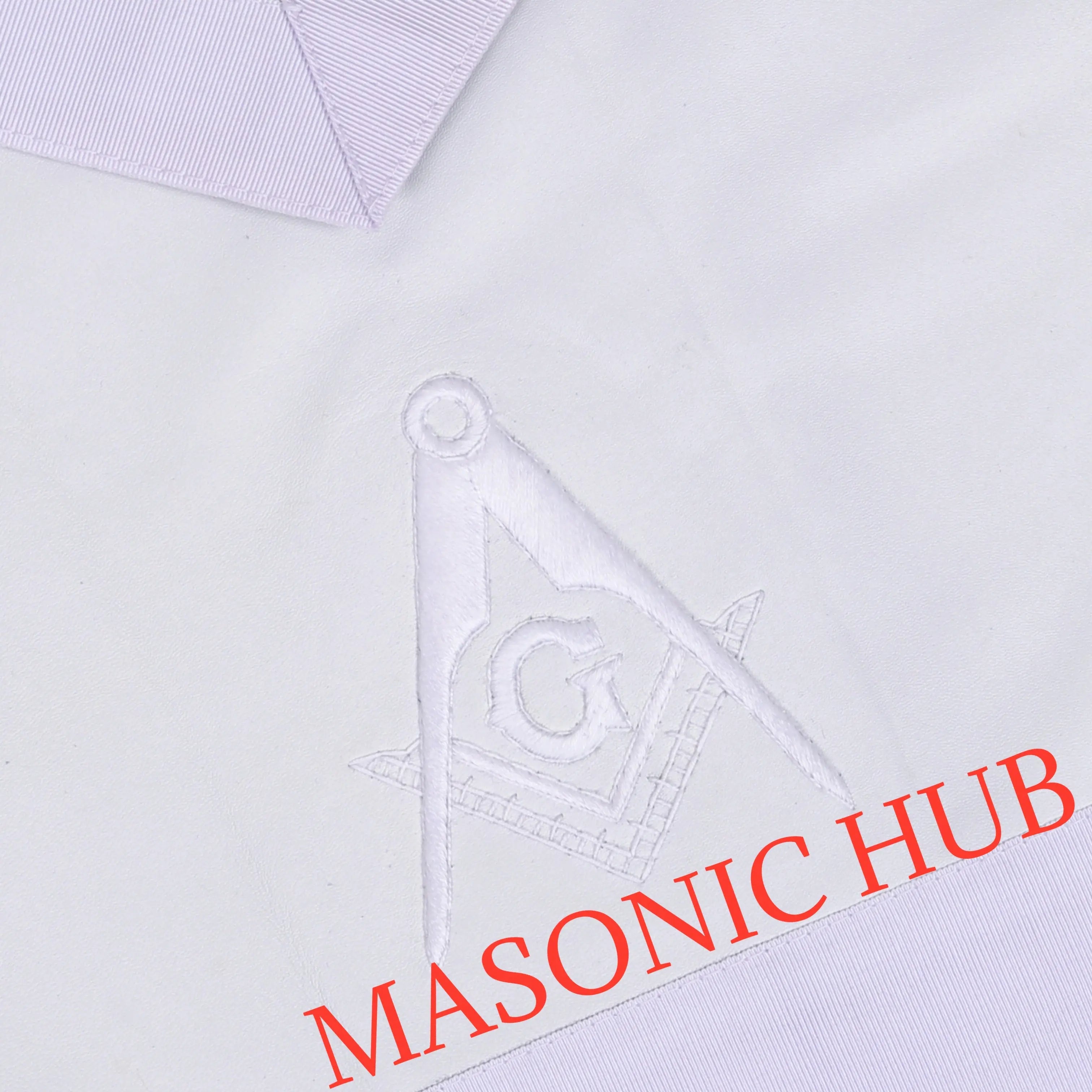 MASONIC ALL WHITE HAND EMBROIDERED MASTER MASON 100% LAMBSKIN APRON Masonic Hub