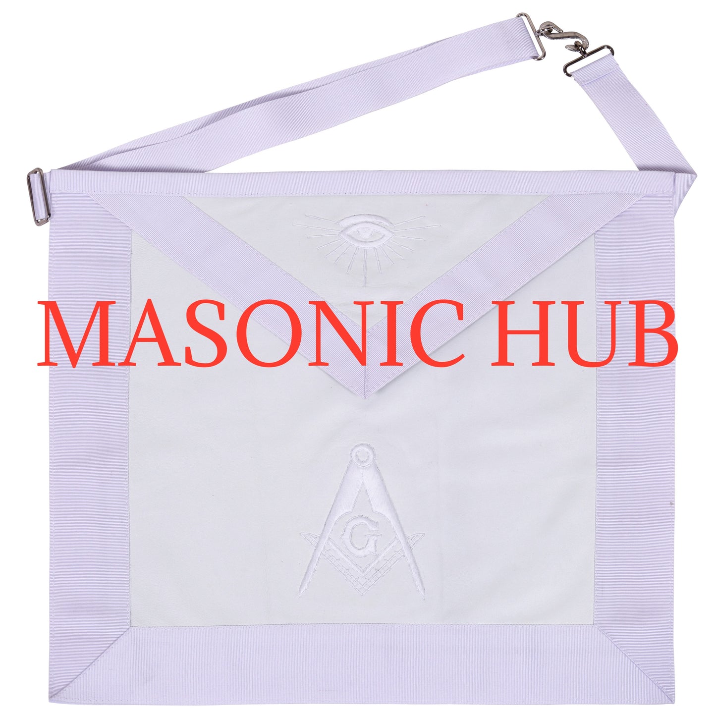 MASONIC ALL WHITE HAND EMBROIDERED MASTER MASON 100% LAMBSKIN APRON