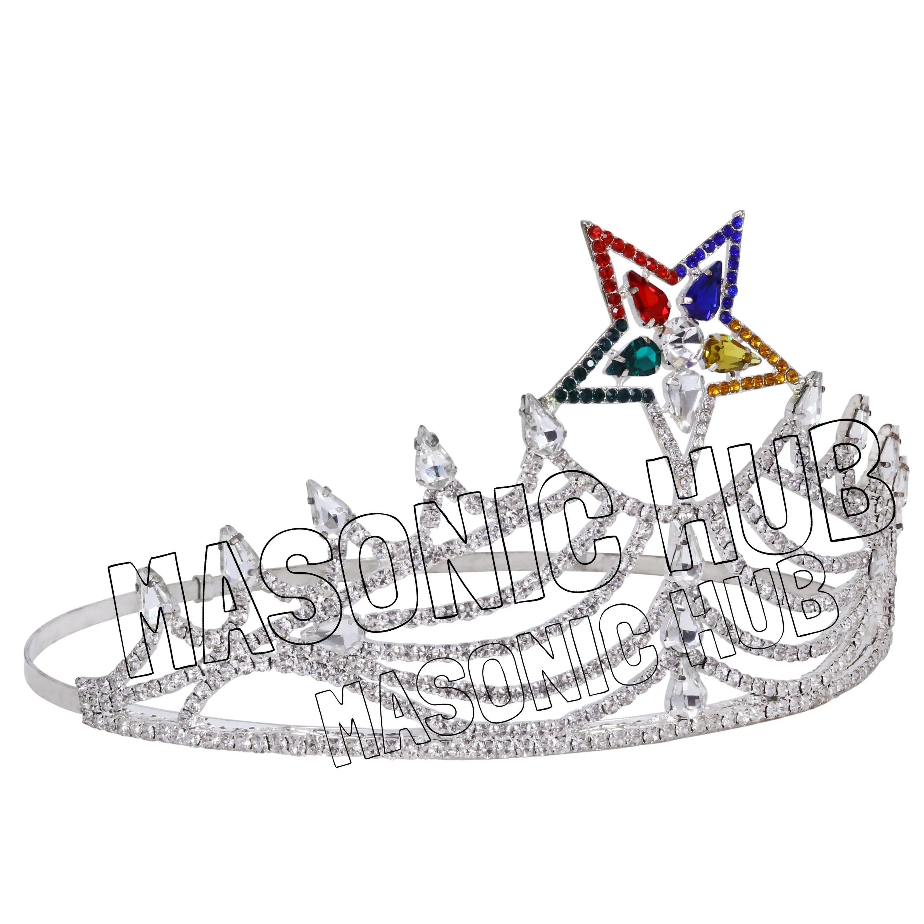 Freemasonic O.E.S Worthy Matron Silver-Tone Hand-Polished Crown Masonic Hub