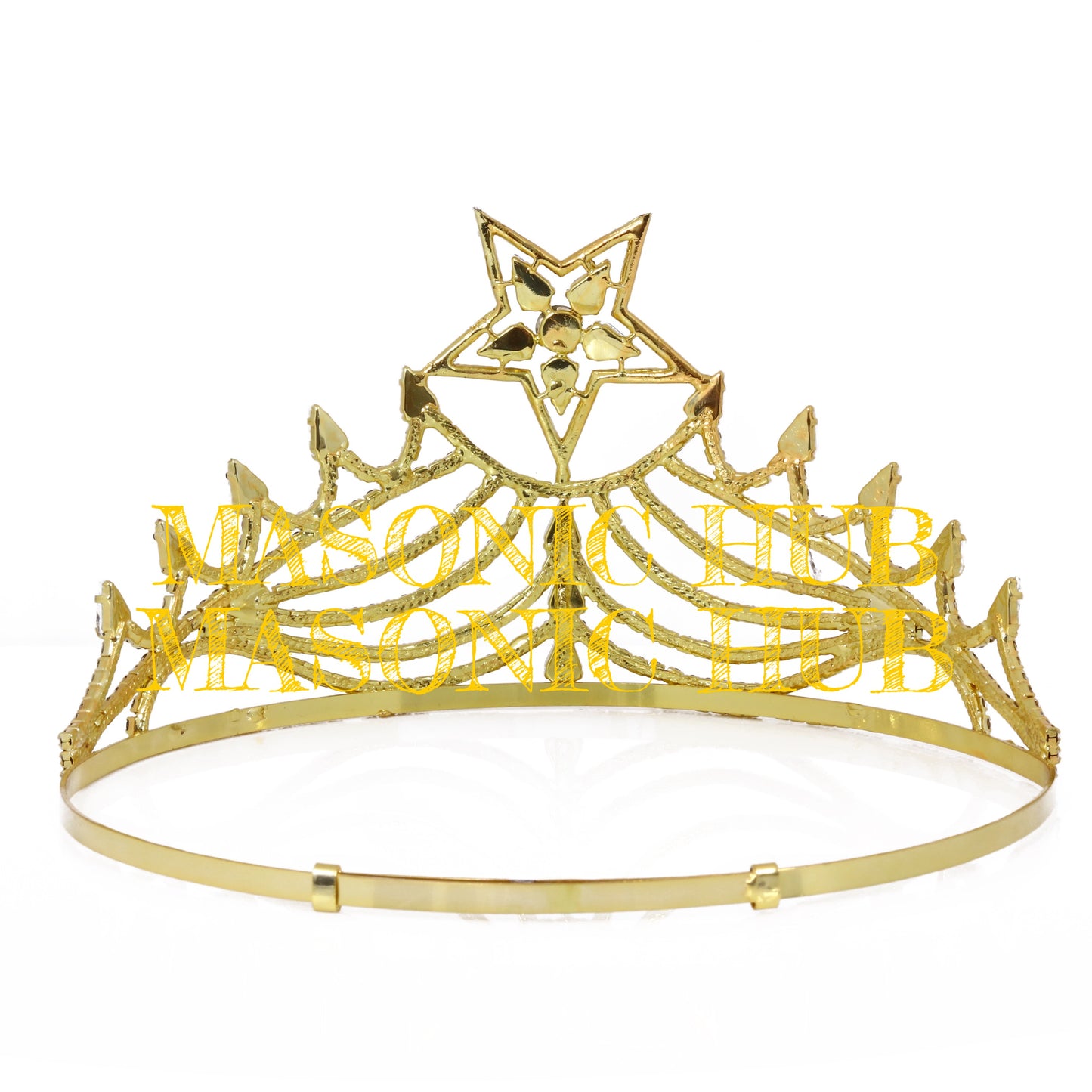 Masonic O.E.S Grand Matron Adjustable Crown – Gold Tone with Rhinestones