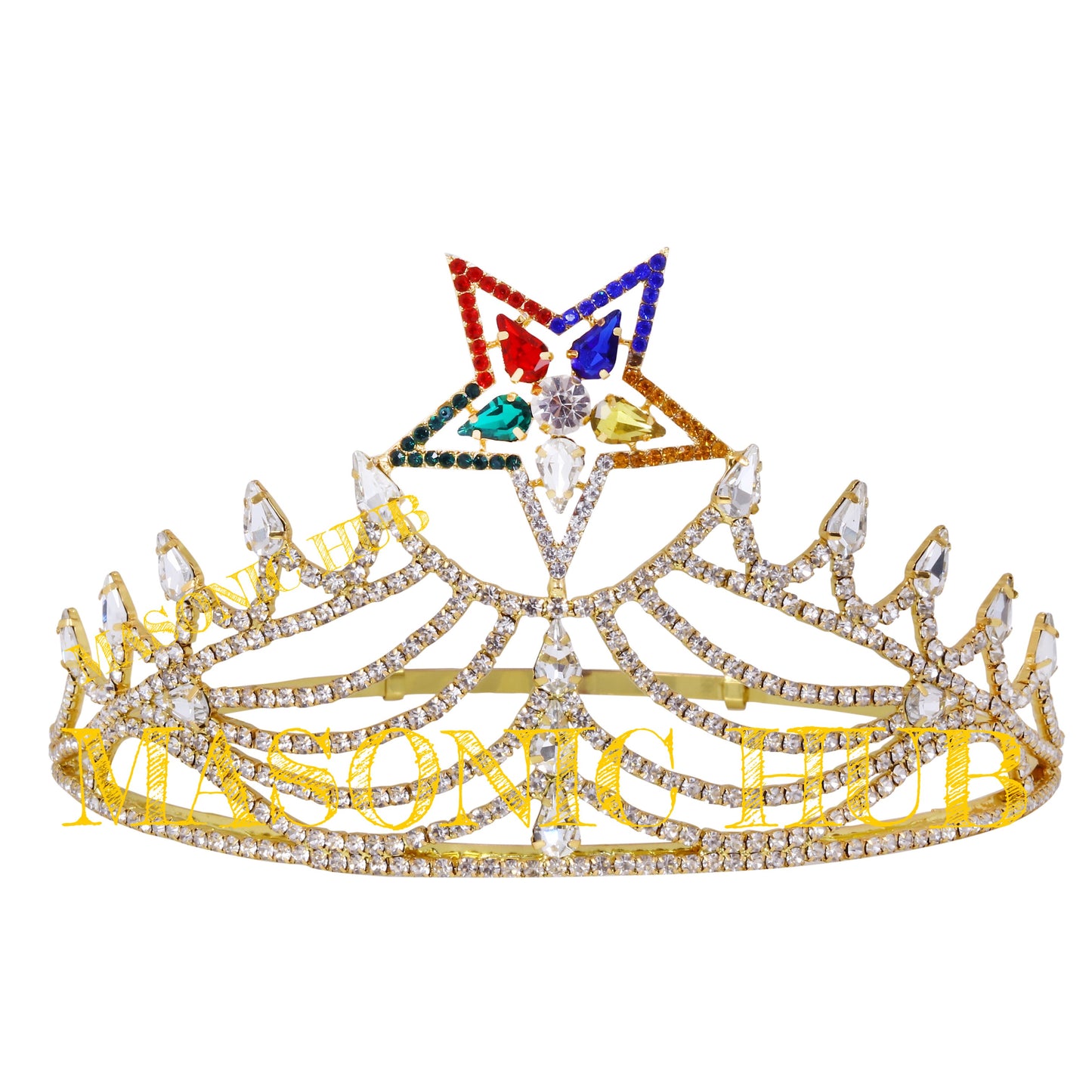 Masonic O.E.S Grand Matron Adjustable Crown – Gold Tone with Rhinestones