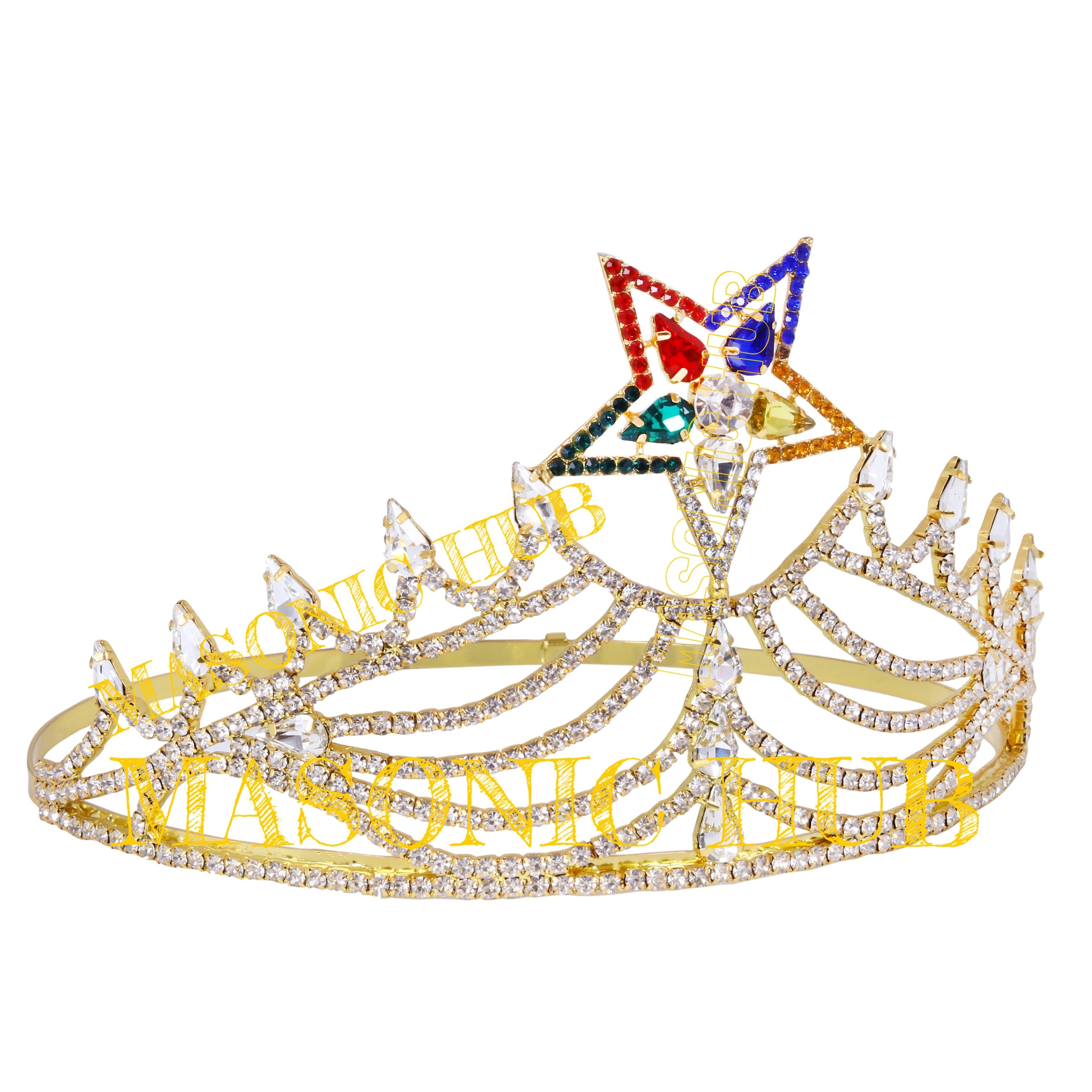 Masonic OES Worthy Matron Crown – Gold Tone with Hand-Polished Finish Masonic Hub