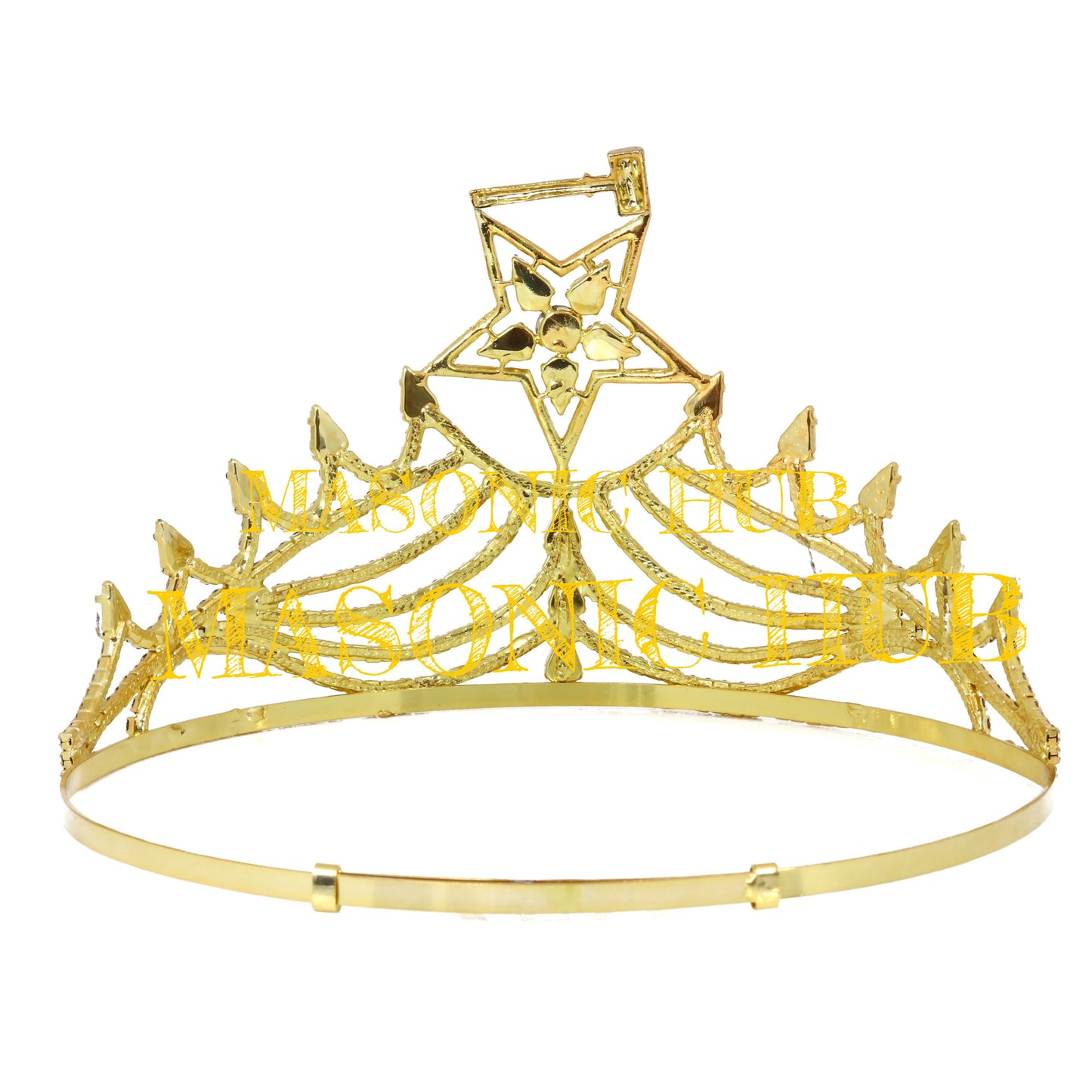 Masonic O.E.S Grand Matron Adjustable Crown – Gold Tone with Rhinestones
