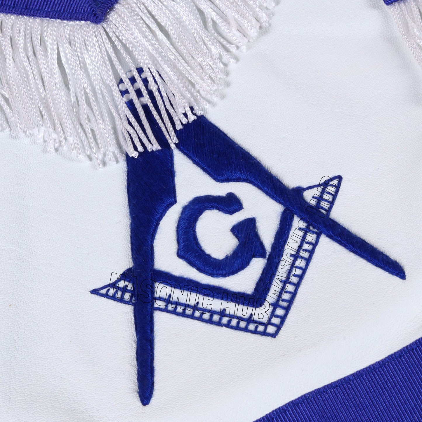 Masonic Master Mason Apron – 100% Lambskin with White Fringe (Handcrafted)
