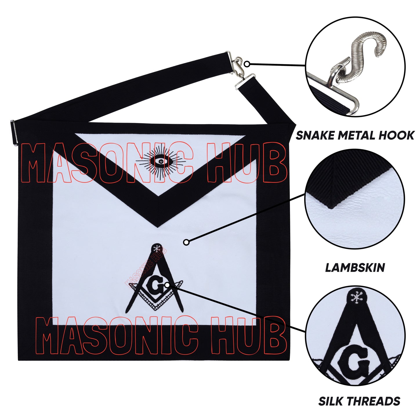 Handcrafted Lambskin Masonic Master Mason Funeral Apron For Freemasonry