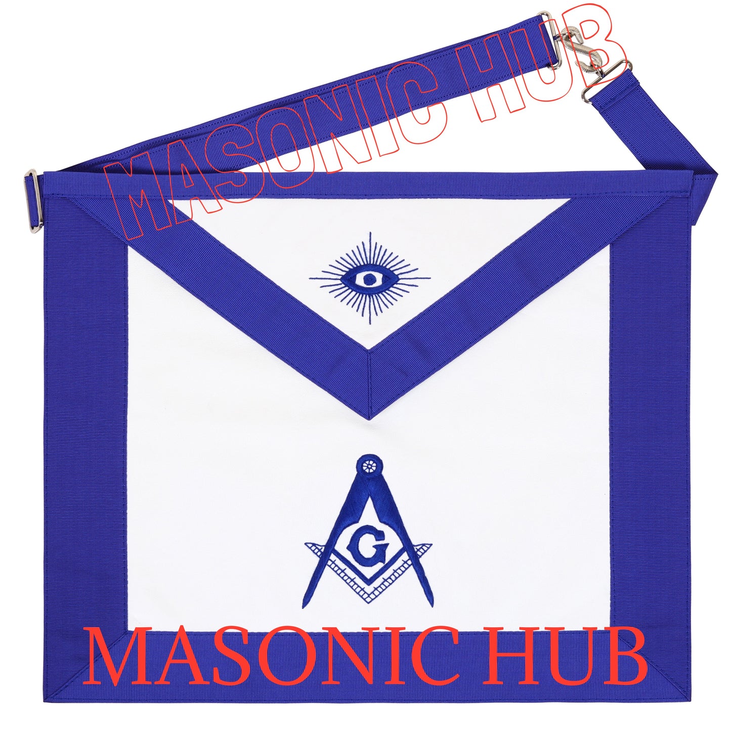 Handmade 100% Lambskin Blue Lodge Apron with Hand-Embroidered Compass & Square