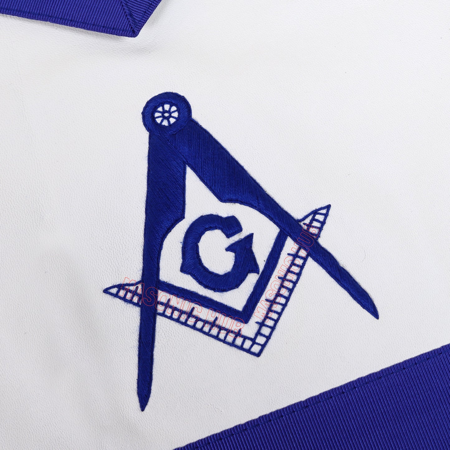 Handmade 100% Lambskin Blue Lodge Apron with Hand-Embroidered Compass & Square
