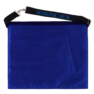 Masonic Past Master Mason Sheep Leather Apron – Handmade Bullion Embroidered | 100% Lambskin with Royal Blue Velvet Masonic Hub