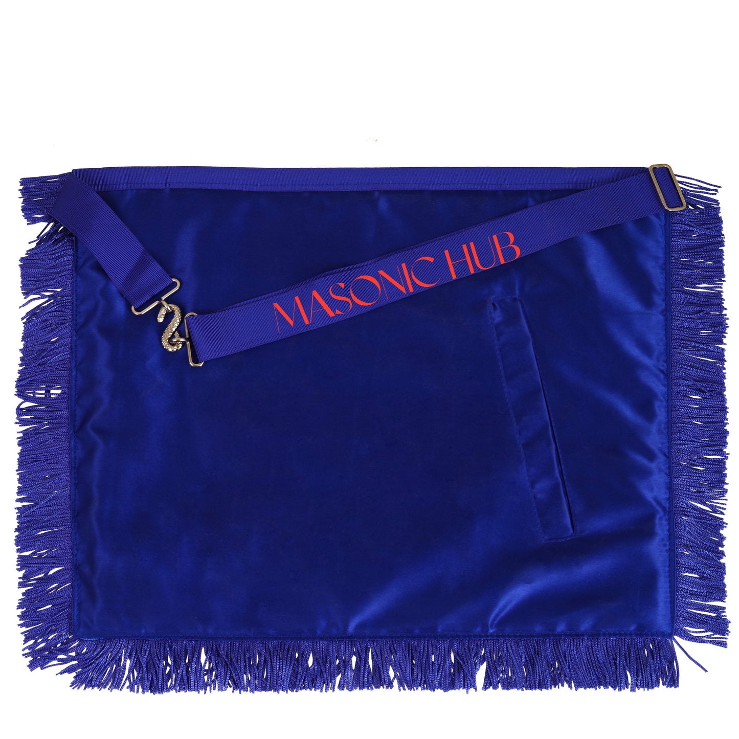 Masonic Past Master Apron – 100% Lambskin, Blue with Fringe (Handmade)
