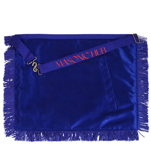 Masonic Past Master Apron – 100% Lambskin, Blue with Fringe (Handmade) Masonic Hub