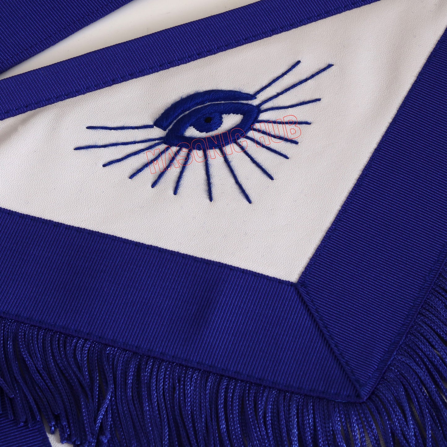 Masonic Past Master Apron – 100% Lambskin, Blue with Fringe (Handmade)