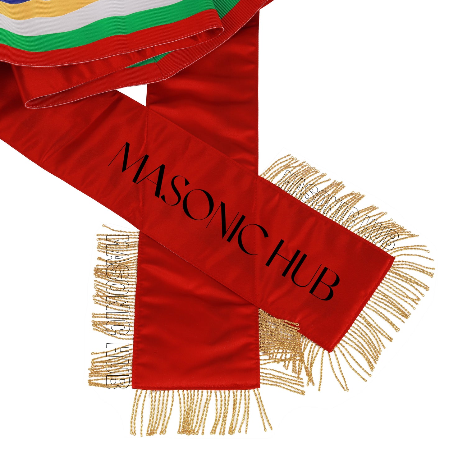 Masonic Order of the Eastern Star (OES) Five-Color Sash with Red Lining & Gold Fringe