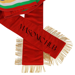 Masonic Order of the Eastern Star (OES) Five-Color Sash with Red Lining & Gold Fringe Masonic Hub