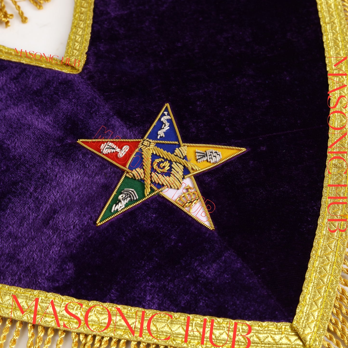 Handcrafted Purple Velvet OES Worthy Patron Masonic Apron & Collar Set