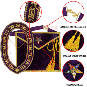 Handcrafted Purple Velvet OES Worthy Patron Masonic Apron & Pewter Collar Set Masonic Hub