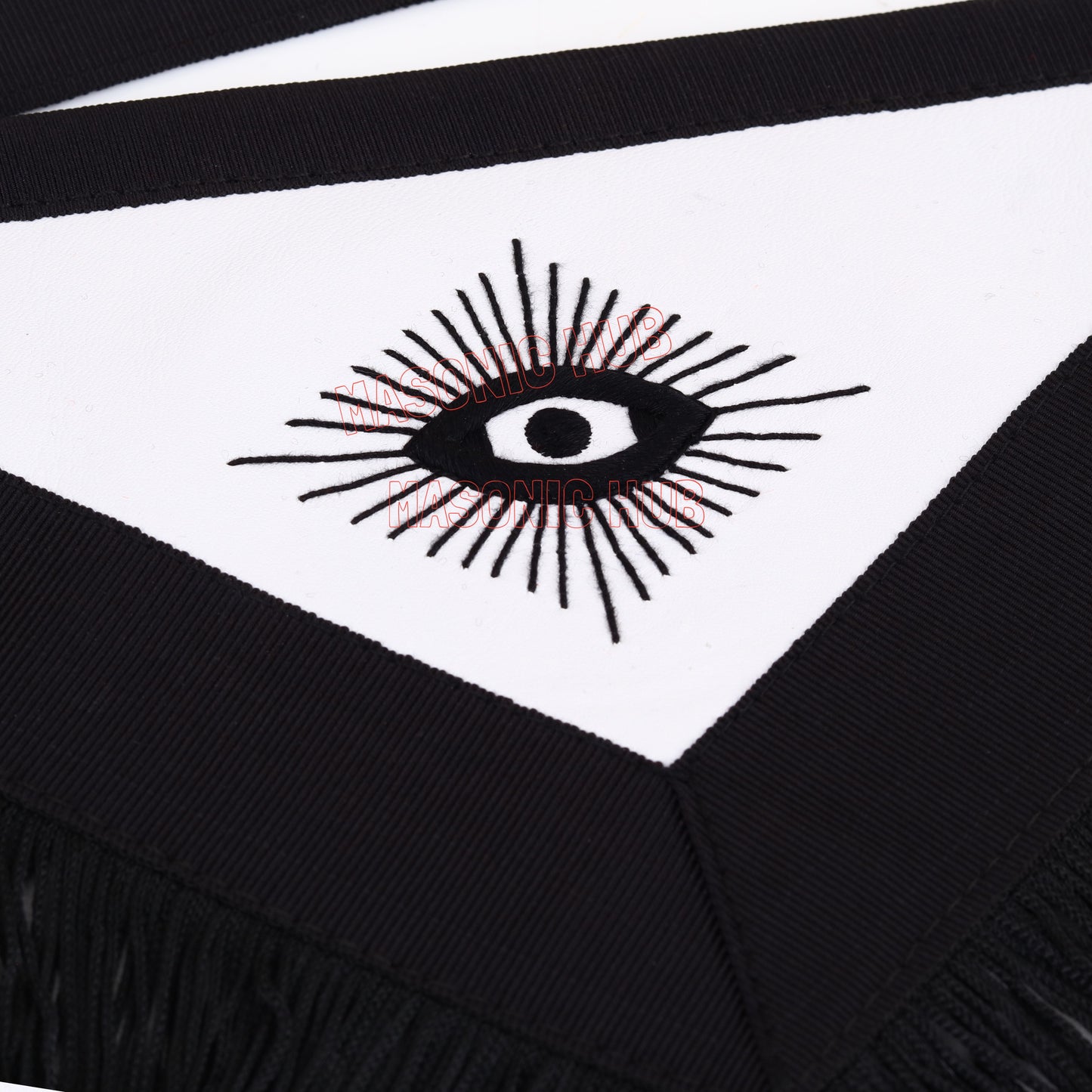 Handmade 100% Lambskin Master Mason Funeral Apron in Black with Reverent Fringe