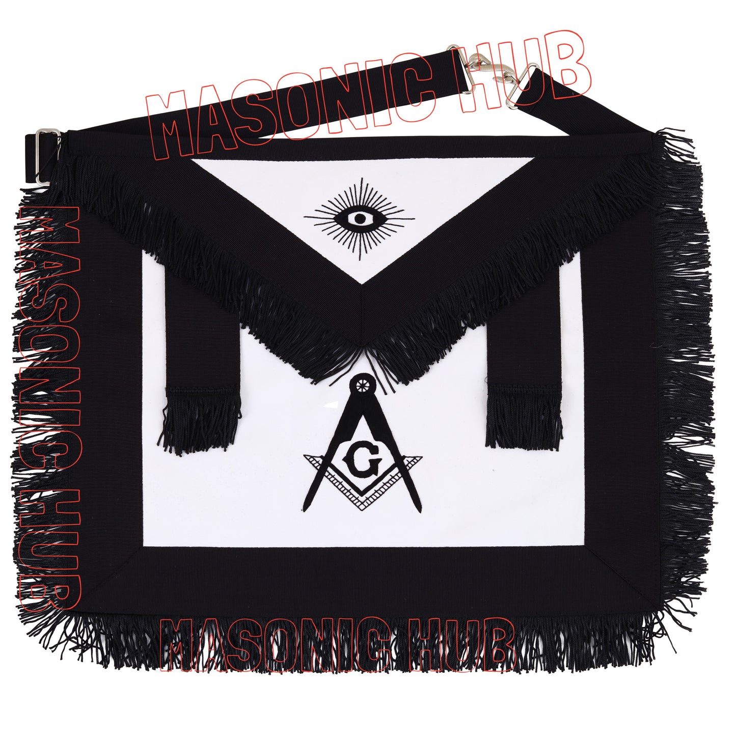 Handmade 100% Lambskin Master Mason Funeral Apron in Black with Reverent Fringe