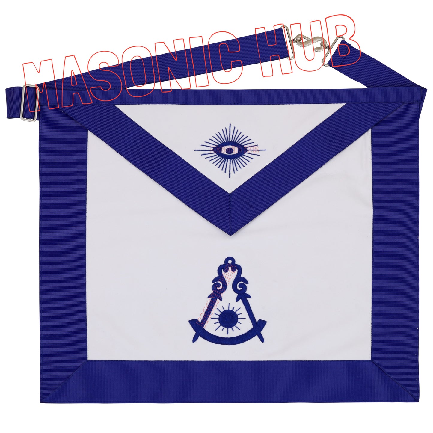 Masonic Past Master Apron – 100% Lambskin, Blue Hand-Embroidered