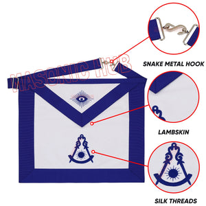 Masonic Past Master Apron – 100% Lambskin, Blue Hand-Embroidered Masonic Hub