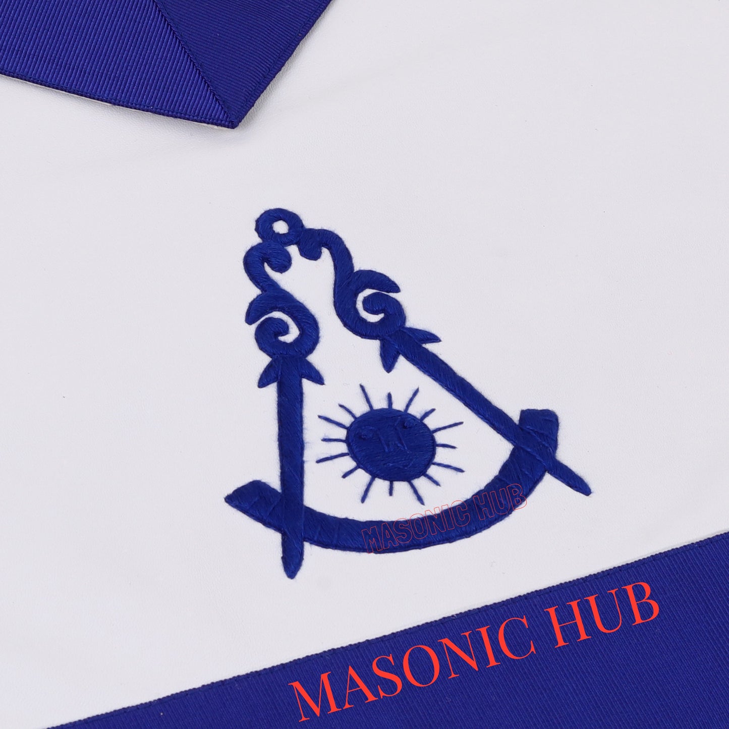 Masonic Past Master Apron – 100% Lambskin, Blue Hand-Embroidered