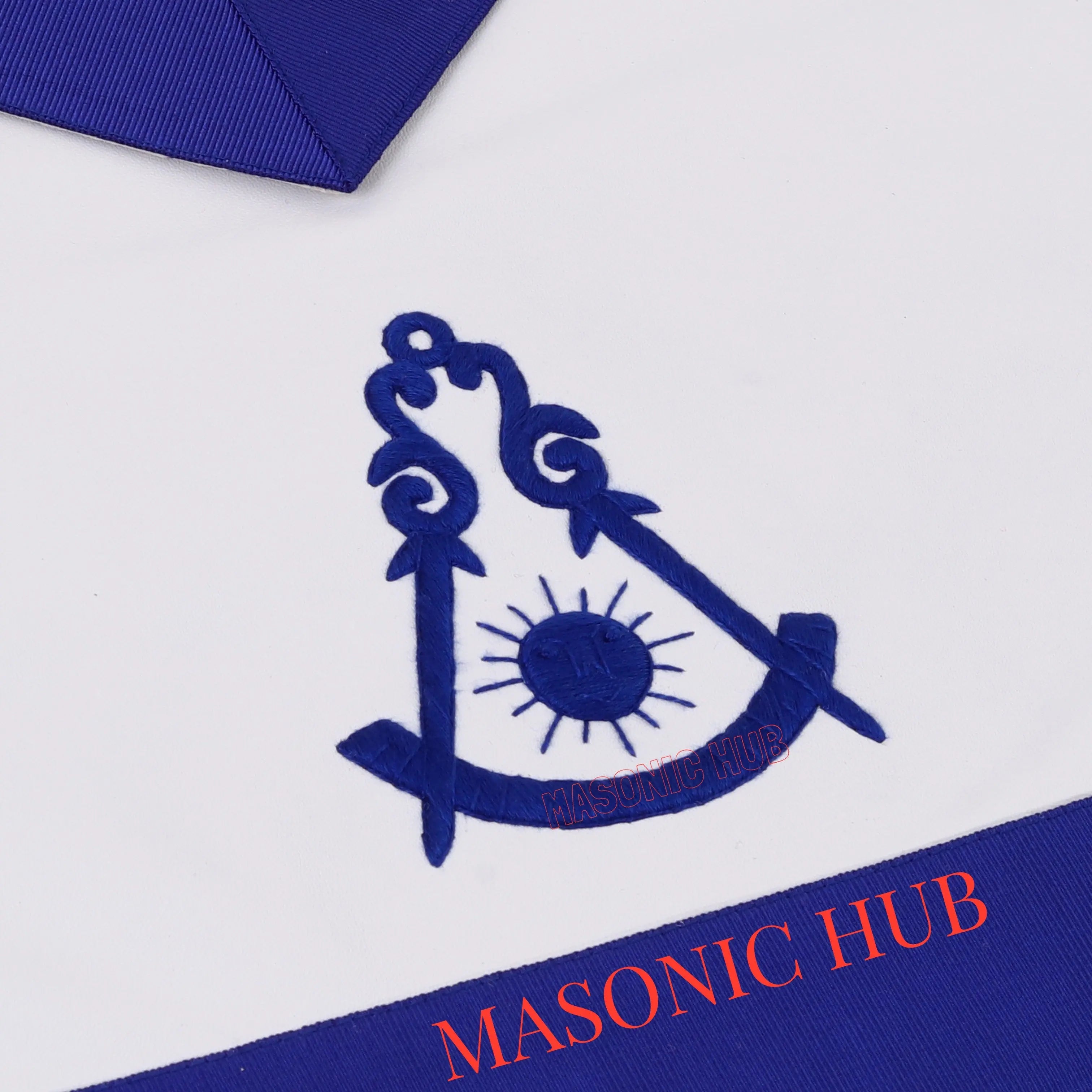 Masonic Past Master Apron – 100% Lambskin, Blue Hand-Embroidered Masonic Hub