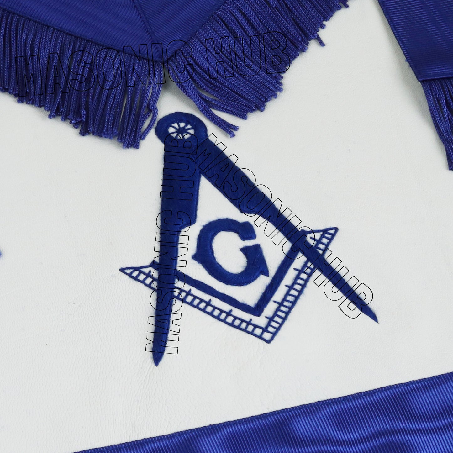 Handcrafted 100% Lambskin Masonic Master Mason Blue Lodge Apron with Blue Fringe
