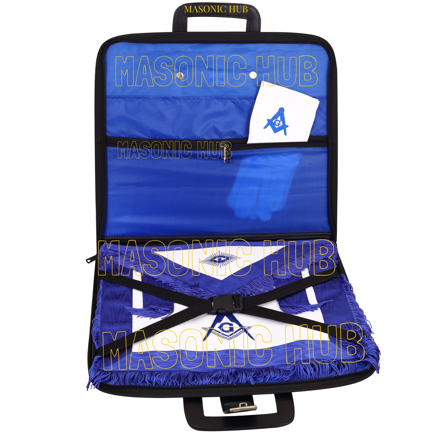 Masonic Hand-Embroidered Square & Compass Apron Case – Black