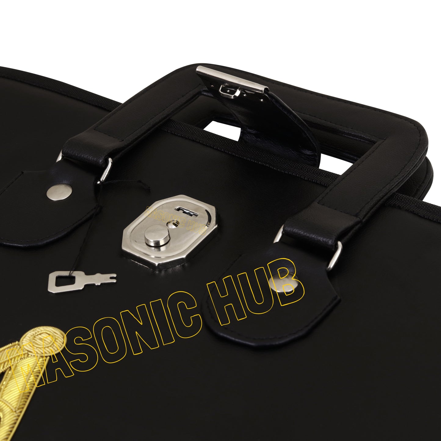 Masonic Hand-Embroidered Square & Compass Apron Case – Black