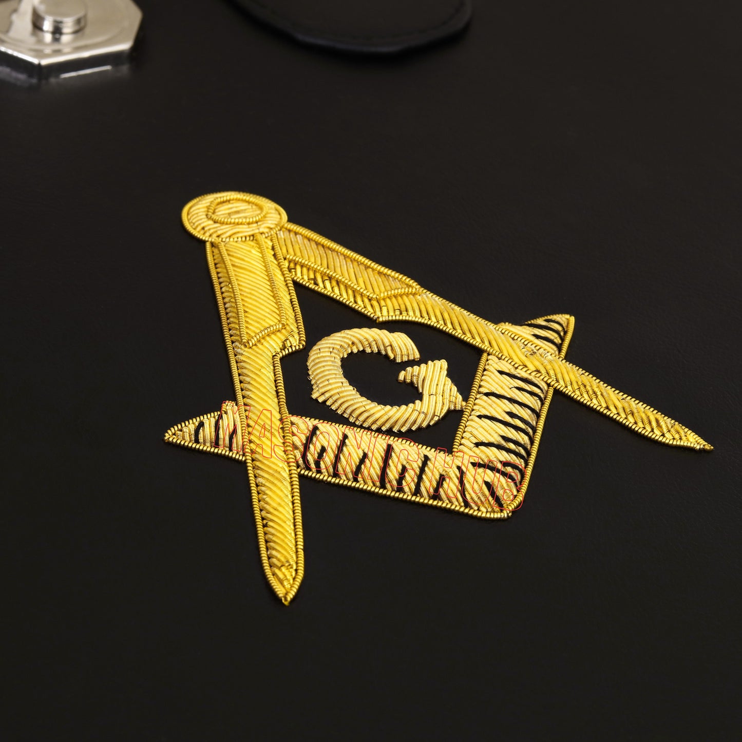 Masonic Hand-Embroidered Square & Compass Apron Case – Black