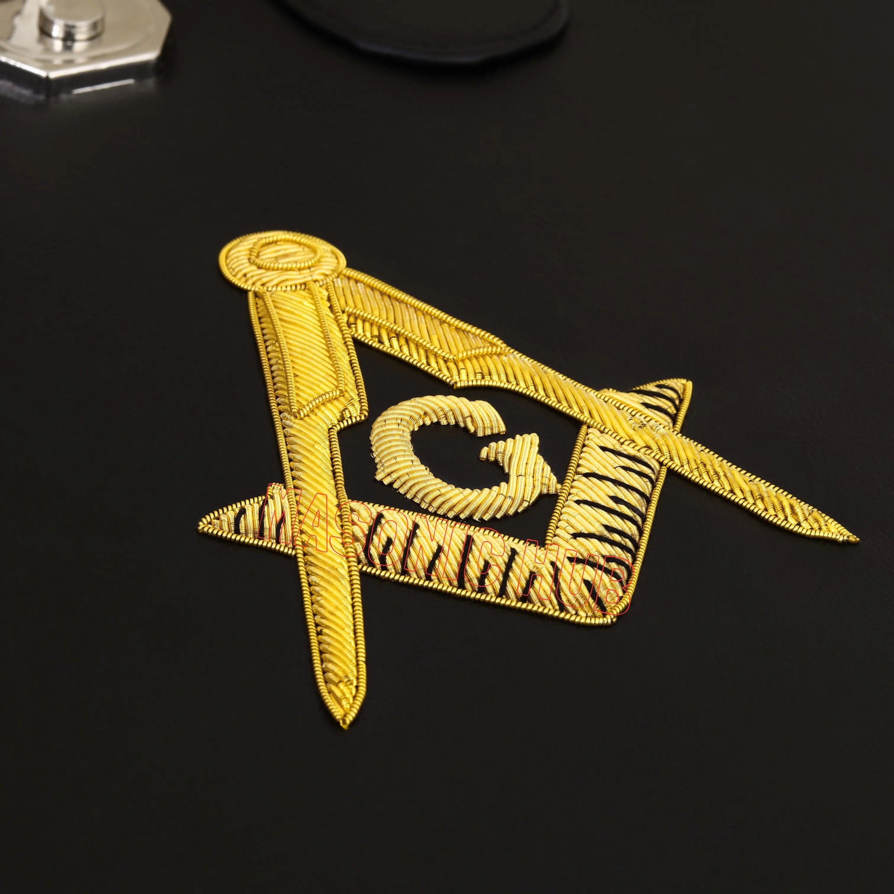 Masonic Hand-Embroidered Square & Compass Apron Case – Black Masonic Hub