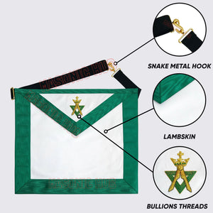 Handcrafted Lambskin Green Masonic Allied Degree and Member Apron for Freemasons Masonic Hub