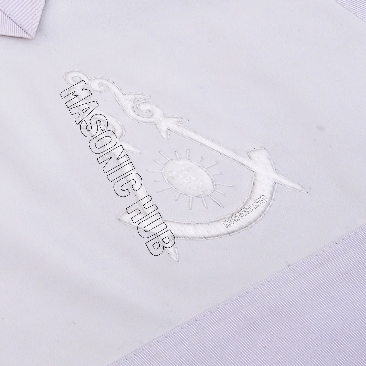 Masonic Past Master 100% Lambskin Apron All White Hand Embroidered