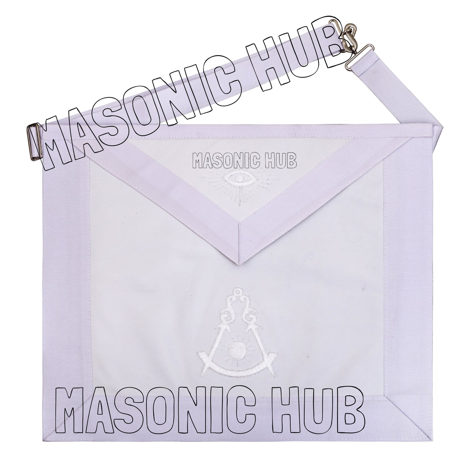 Masonic Past Master 100% Lambskin Apron All White Hand Embroidered